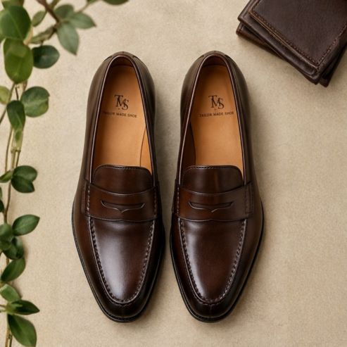 Dark Brown Penny Loafers – Handcrafted Goodyear Welted Tailor Made Bespoke Premium Calf Leather Shoes