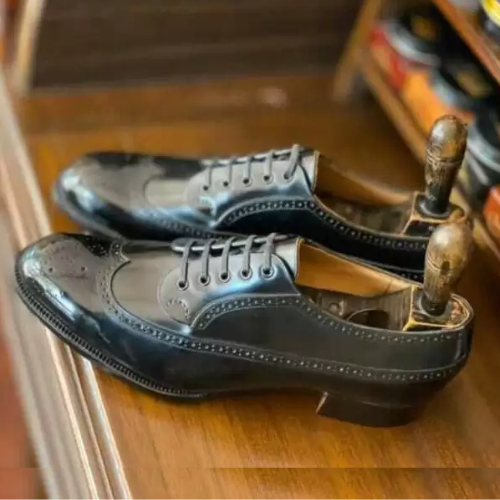 Exquisite Tailor-Made Oxford Shoes Walk in Customized Luxury Premium Quality Black Leather Wingtip, Brogue Oxford Mens Formal Dress Shoes
