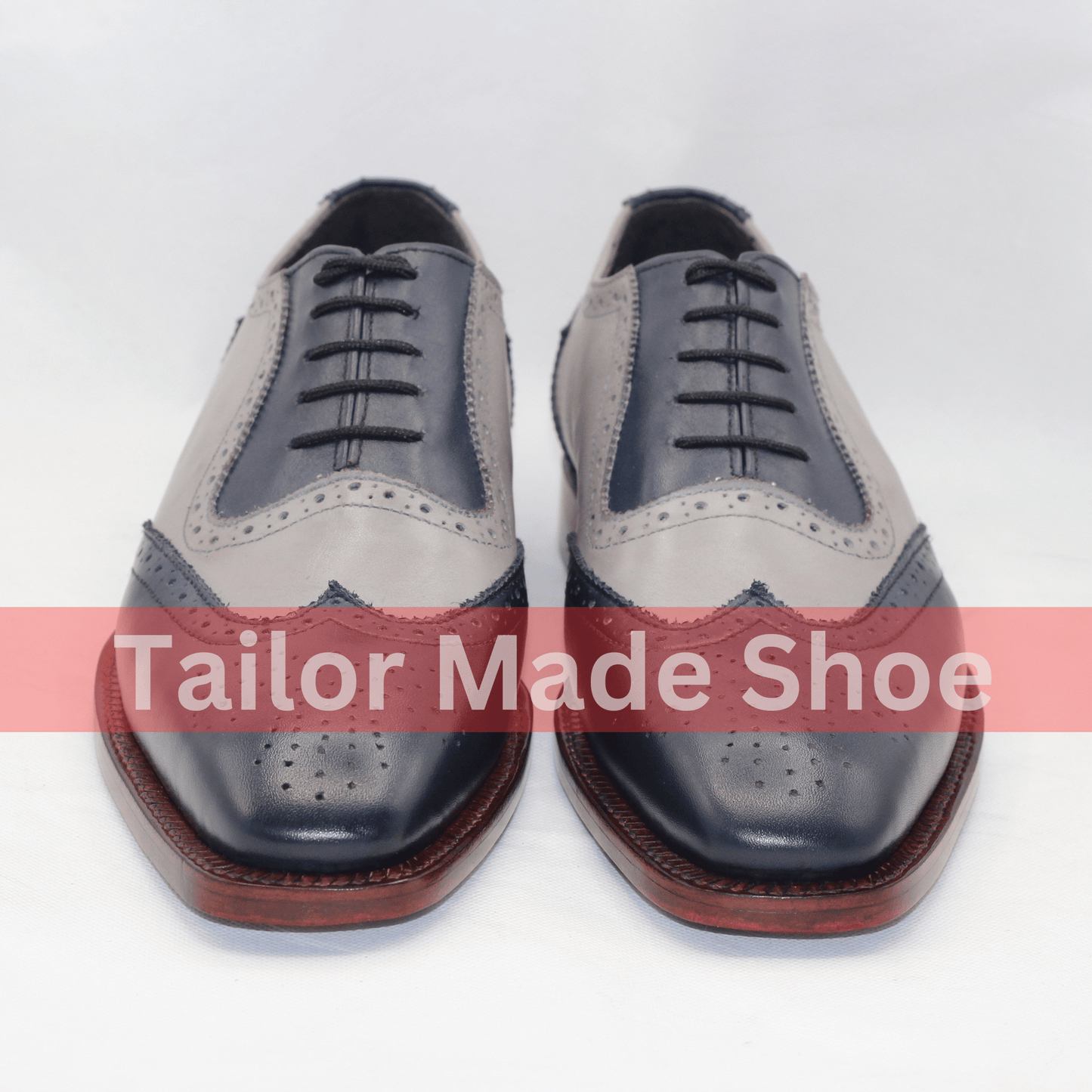 Handcrafted Gray & Navy Wingtip Brogue Shoes – Classic Elegance for Men Artisan Wingtip Leather Shoes – Timeless Gray and Navy Combo