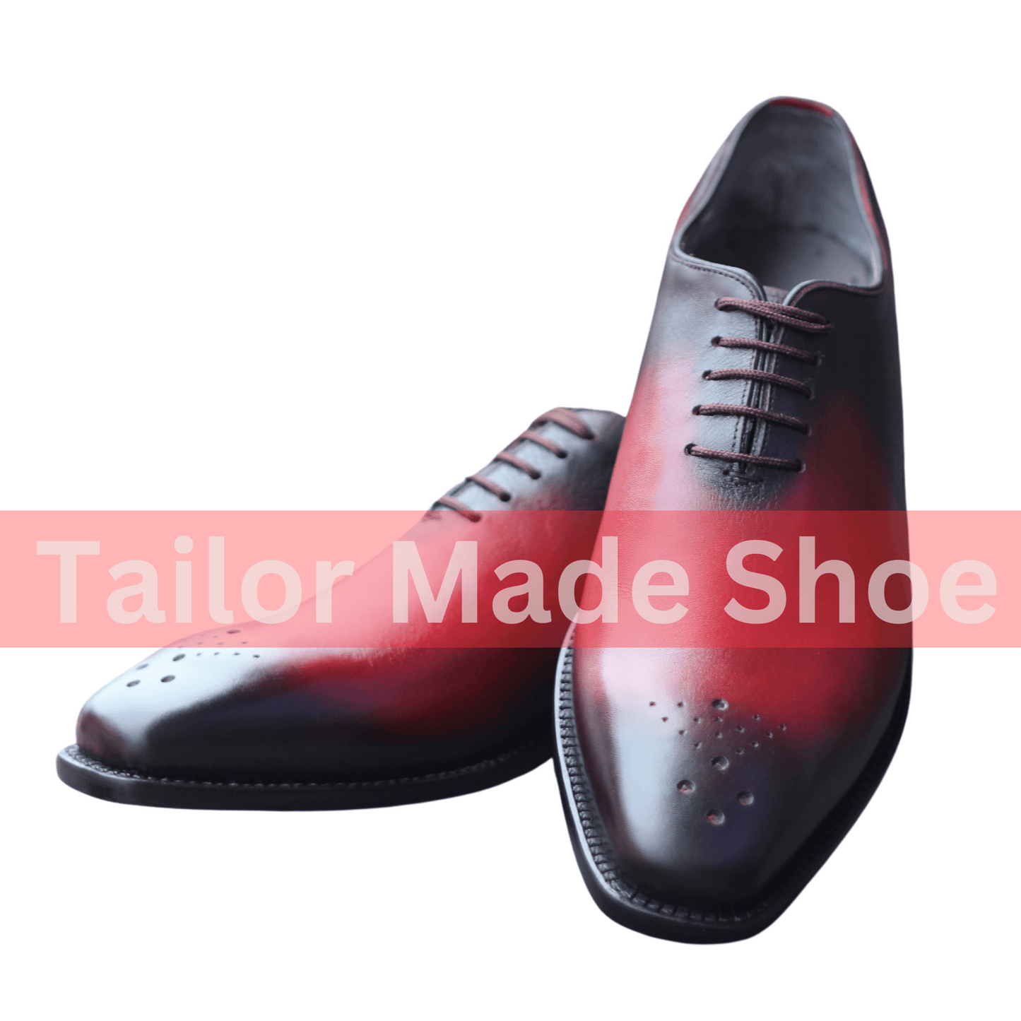 Handcrafted Red And Black Gradient Leather Oxford Shoes – Luxury for Men Timeless Craftsmanship Handmade Excellence Bold Gradient Design