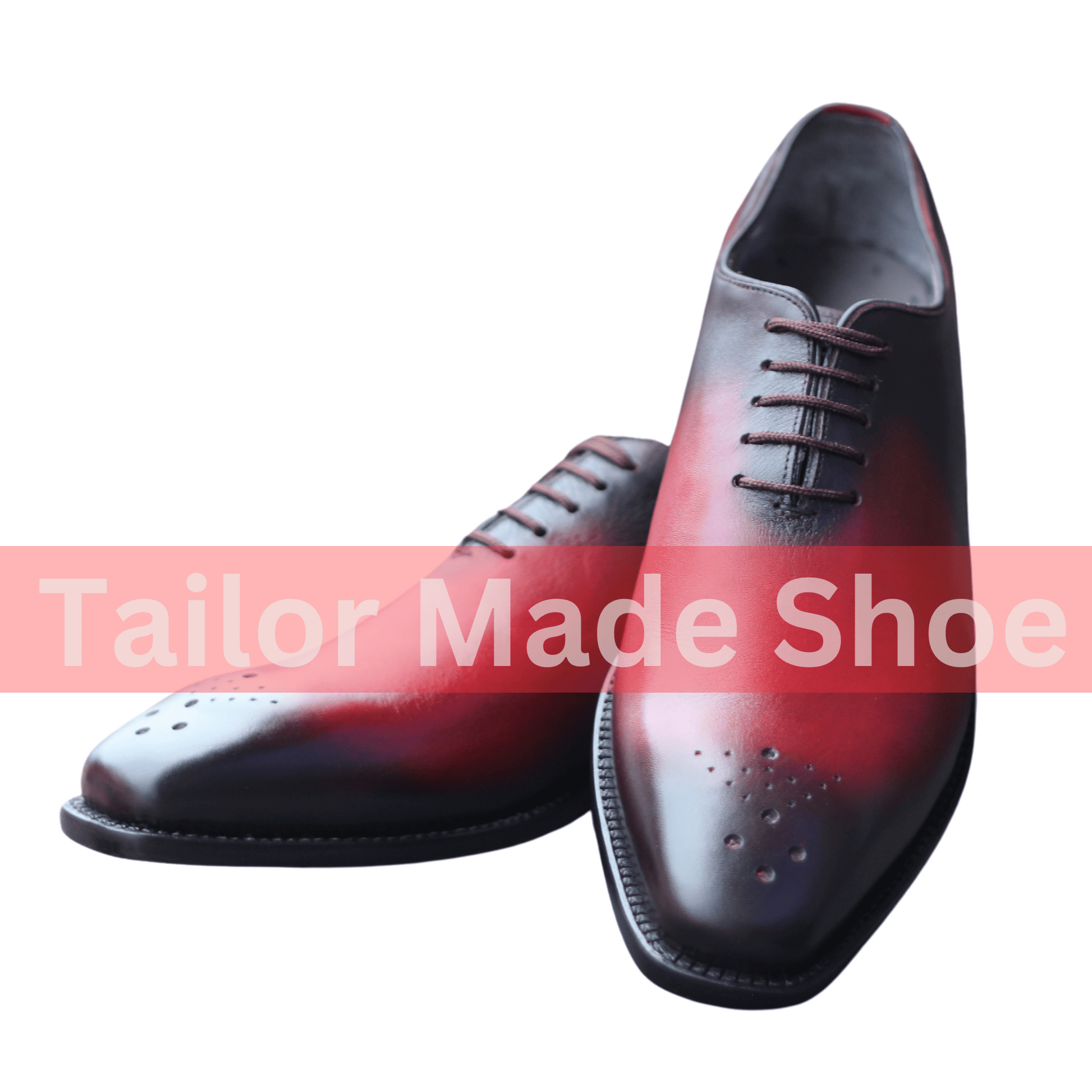 Handcrafted Red And Black Gradient Leather Oxford Shoes – Luxury for Men Timeless Craftsmanship Handmade Excellence Bold Gradient Design