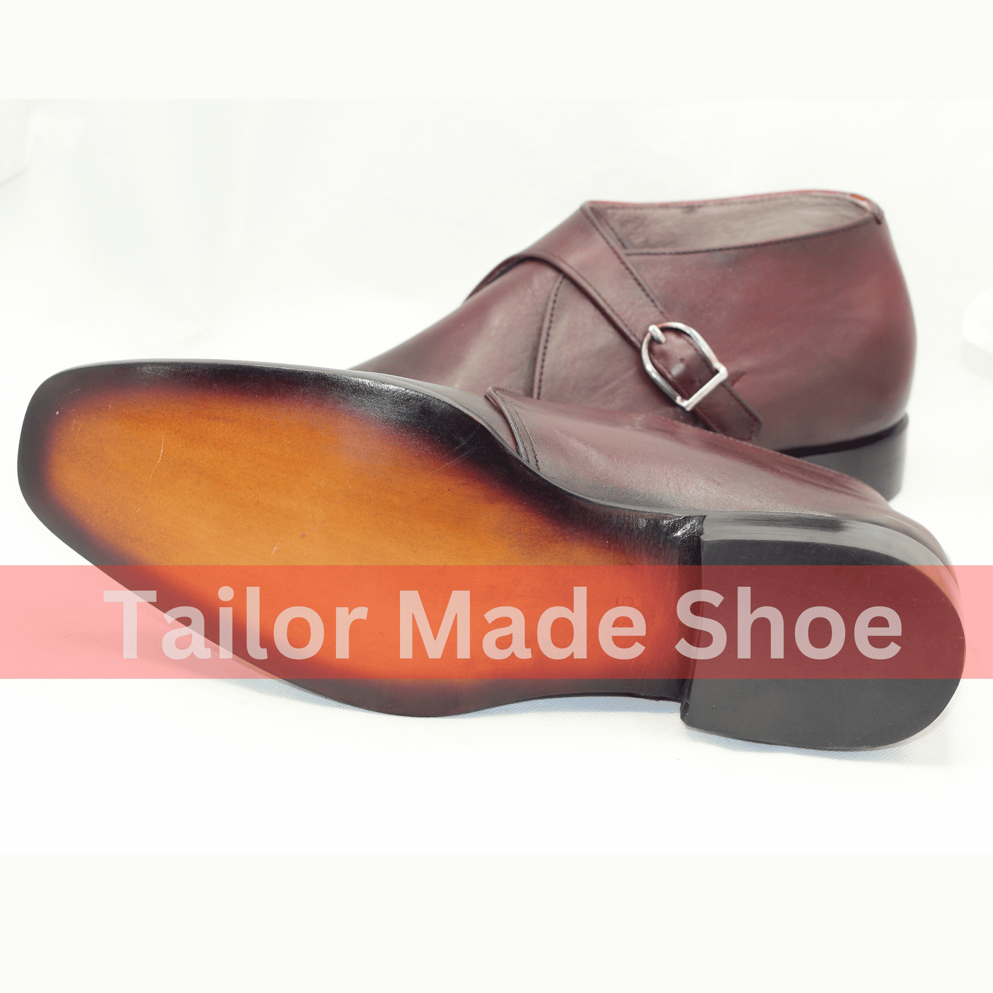 Handcrafted Single Monk Strap Shoes – Premium Burgundy Leather Burgundy Monk Strap Shoes – Perfect Blend of Comfort & Style