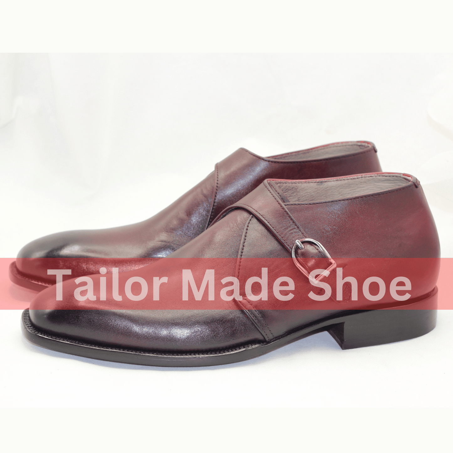 Handcrafted Single Monk Strap Shoes – Premium Burgundy Leather Burgundy Monk Strap Shoes – Perfect Blend of Comfort & Style