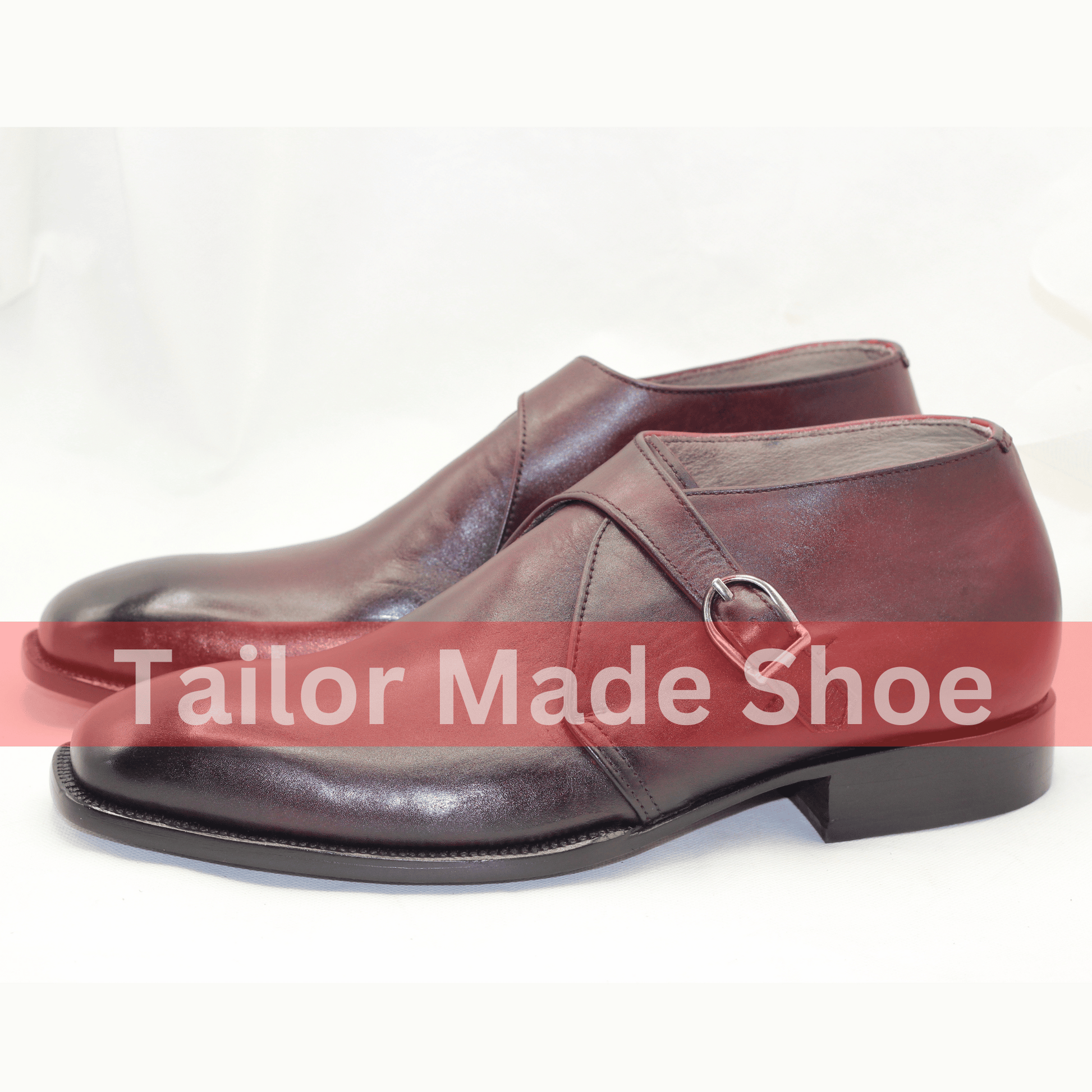Handcrafted Single Monk Strap Shoes – Premium Burgundy Leather Burgundy Monk Strap Shoes – Perfect Blend of Comfort & Style