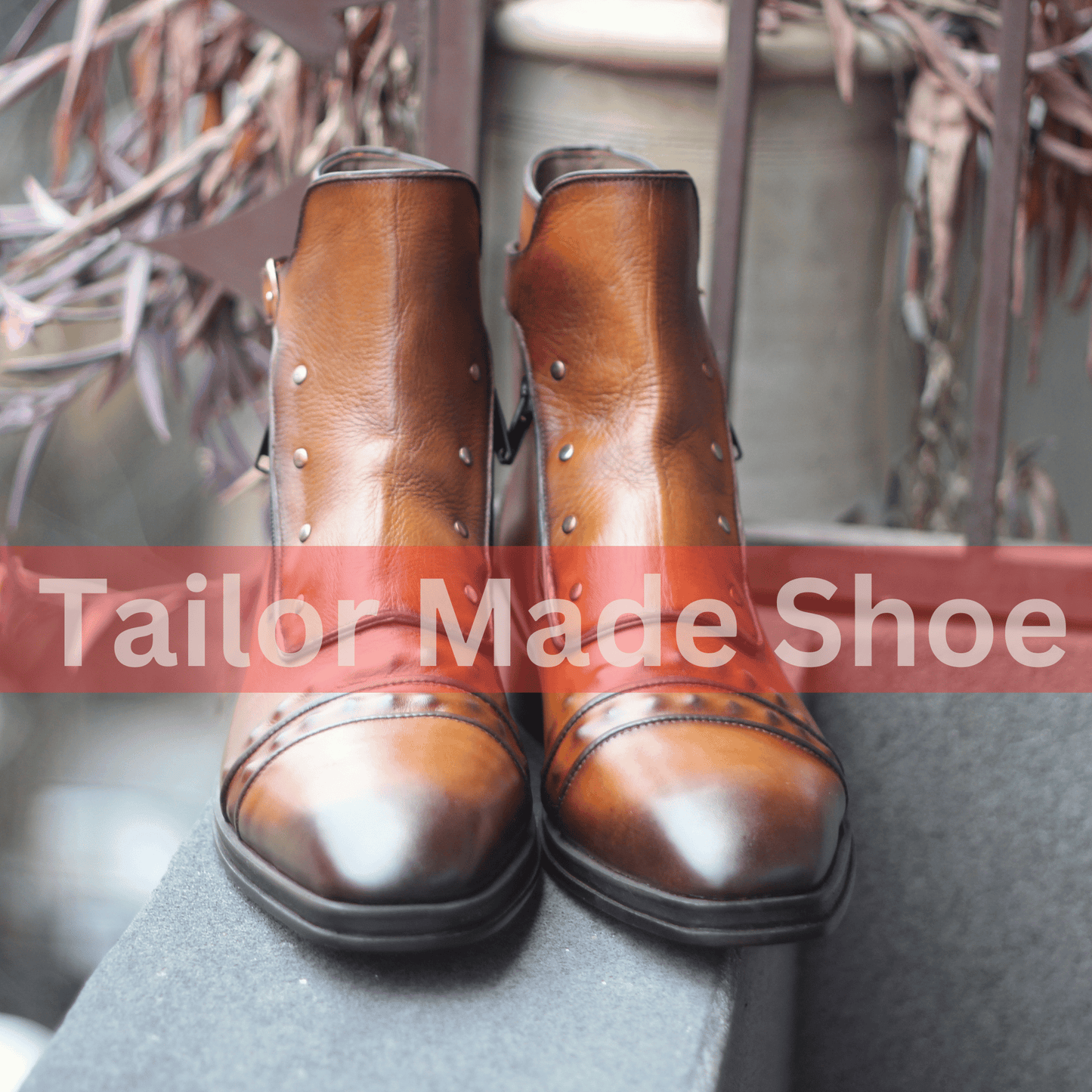 Handmade Brown Leather Ankle Boots with Vintage Brass Accents Custom Made Brown Leather Zipper Boots with Buckle Detail