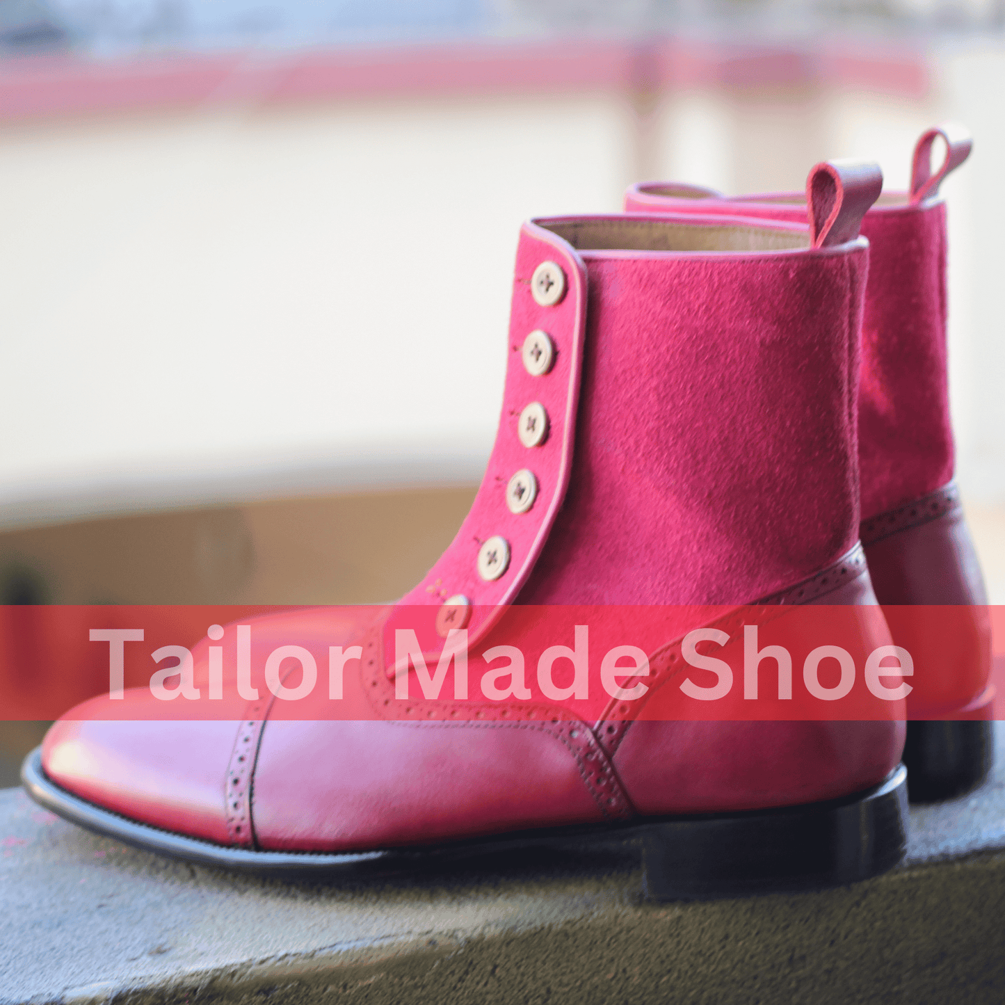 Luxury Handmade Leather Button Boots - Classic Handmade Leather Boots with Button Detailing - Fashion Meets Functionality Bespoke Craftsmanship for Men & Women