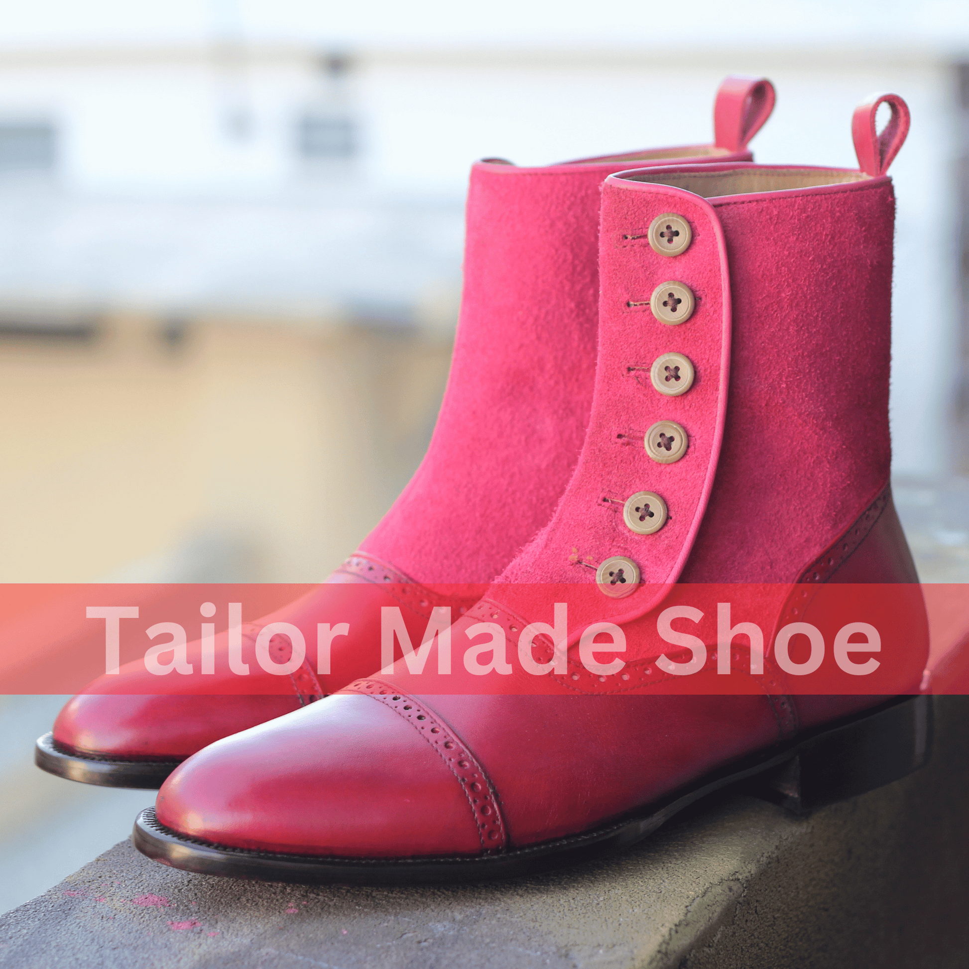 Luxury Handmade Leather Button Boots - Classic Handmade Leather Boots with Button Detailing - Fashion Meets Functionality Bespoke Craftsmanship for Men & Women