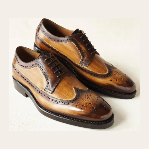 Made-to-Measure Shoes, Hand-Painted Patina Shaded Derby Shoes, Brogue Shoes, Oxford Shoes Lace Up Shoes Men's Shoes