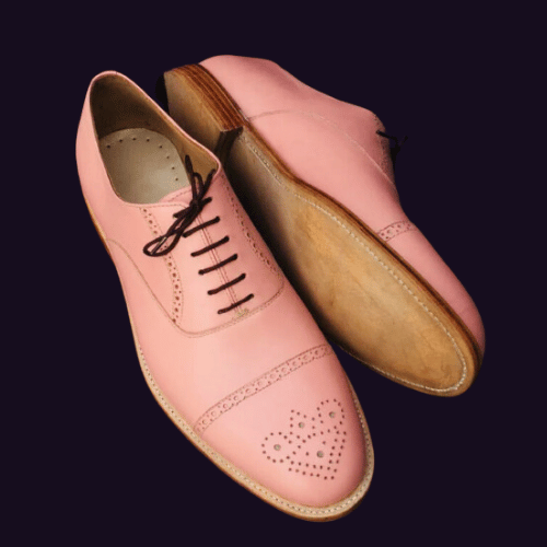 Made To Measure Shoes Handcrafted Men Pink Color Genuine Leather Cap Toe Brogue Formal, Dress Shoes, Oxford Shoes, Wedding Shoes, Office Shoes, Men Shoes, Women's shoes