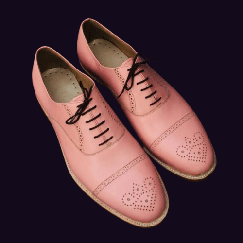 Made To Measure Shoes Handcrafted Men Pink Color Genuine Leather Cap Toe Brogue Formal, Dress Shoes, Oxford Shoes, Wedding Shoes, Office Shoes, Men Shoes, Women's shoes