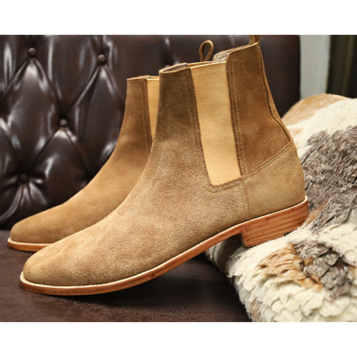 Made to Measure Boots, Made To Order Boots, Handmade Chelsea Boots, Handcrafted Chelsea Bespoke Boots, Brown Suede Mens & Womens Chelsea Boots