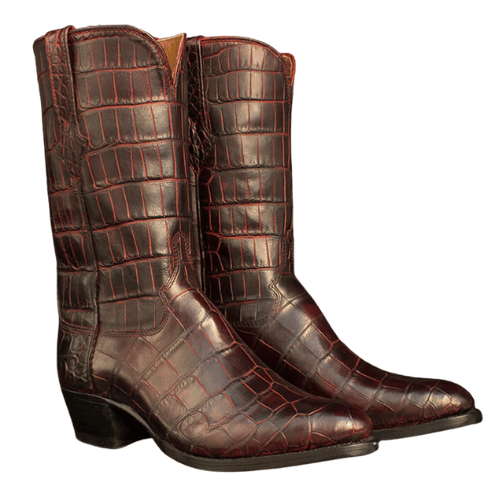 Made to Order Bespoke Black Cherry Full American Alligator Boots Men's Cowboy Boots Women's Cowboy Boots