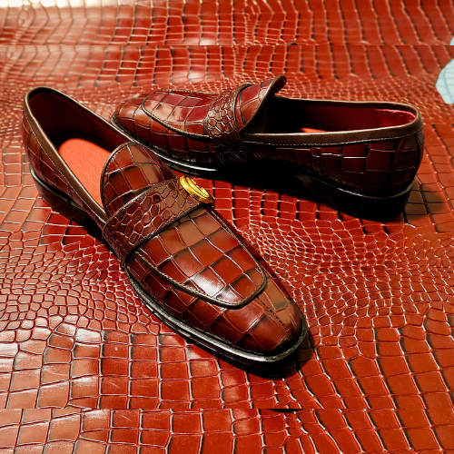 Made to Order Bespoke Handmade Made to Measure Genuine Crocodile Print Leather Loafers Slip On Moccasin Mens Shoes