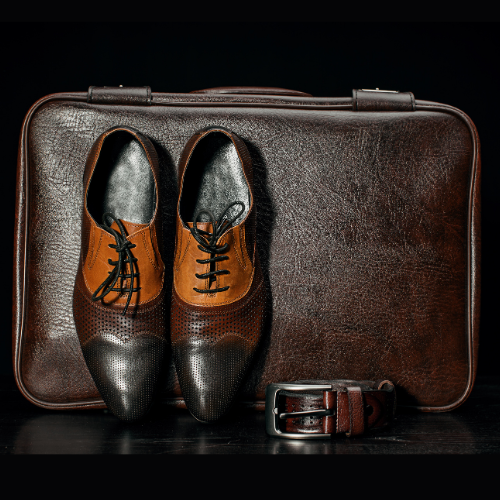 Handmade Men's Premium Leather Shoes, Belt & Bag Set-Elevate Your Style