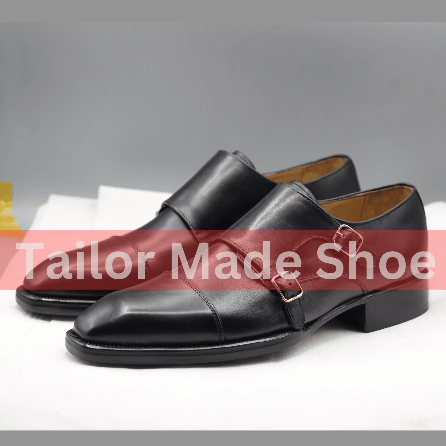 Men's Black Leather Monk Strap Shoes – Handmade Luxury Formal Footwear Elegant Handmade Leather Monk Strap Shoes – Stylish Dress Shoes for Men