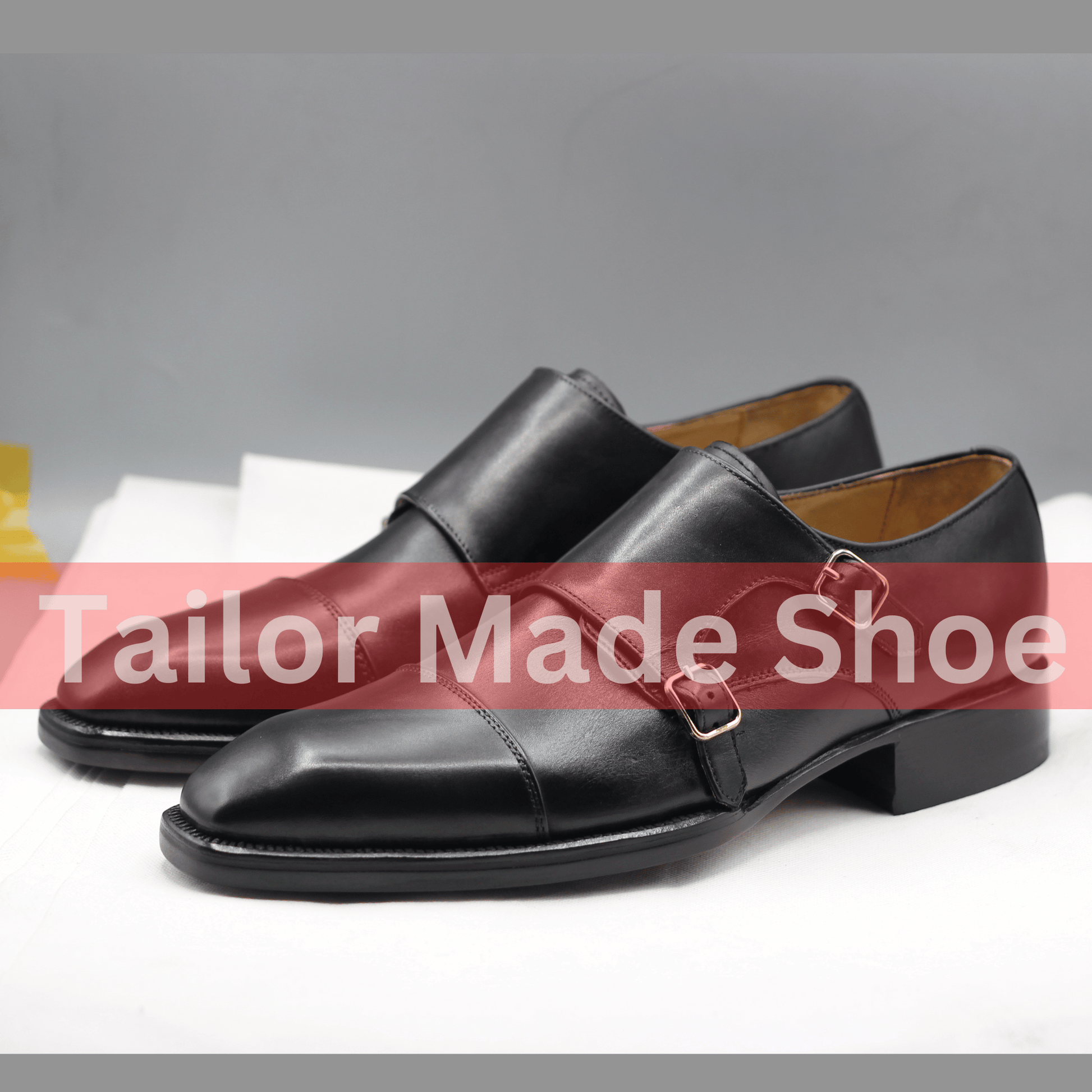 Men's Black Leather Monk Strap Shoes – Handmade Luxury Formal Footwear Elegant Handmade Leather Monk Strap Shoes – Stylish Dress Shoes for Men