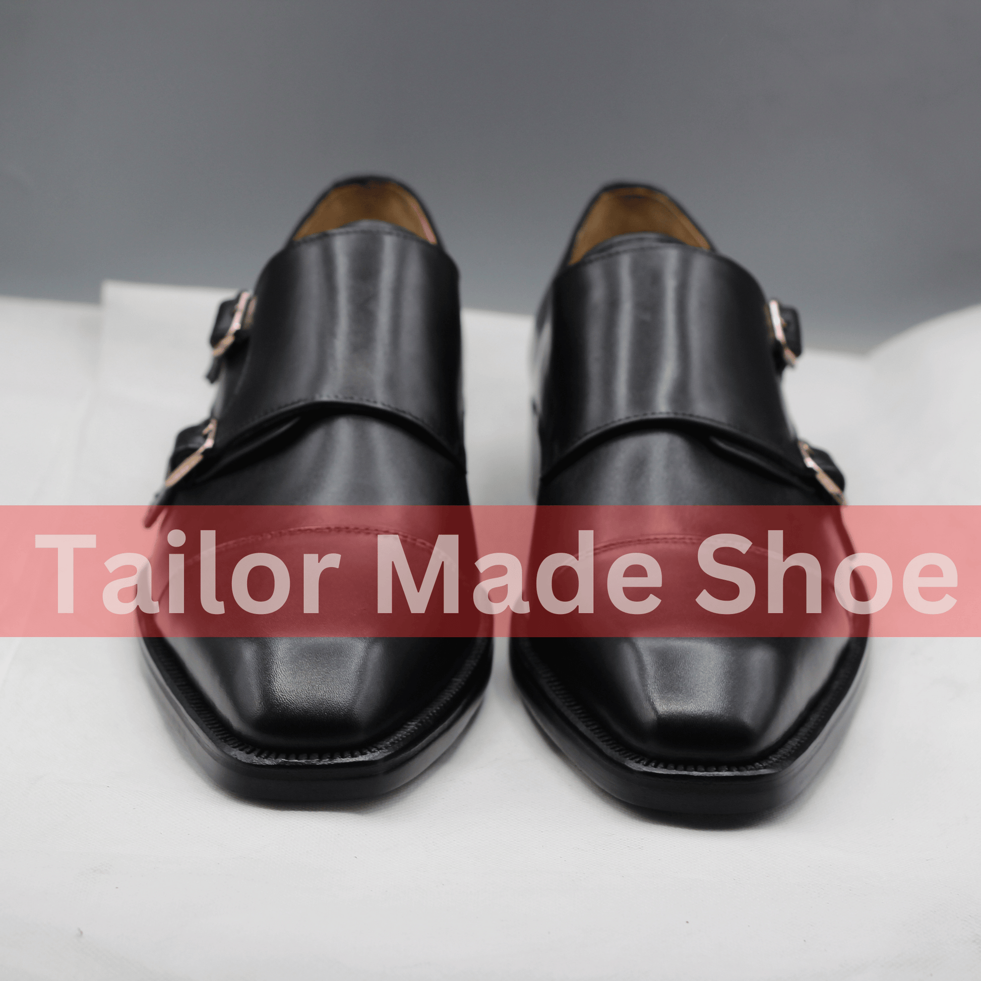 Men's Black Leather Monk Strap Shoes – Handmade Luxury Formal Footwear Elegant Handmade Leather Monk Strap Shoes – Stylish Dress Shoes for Men