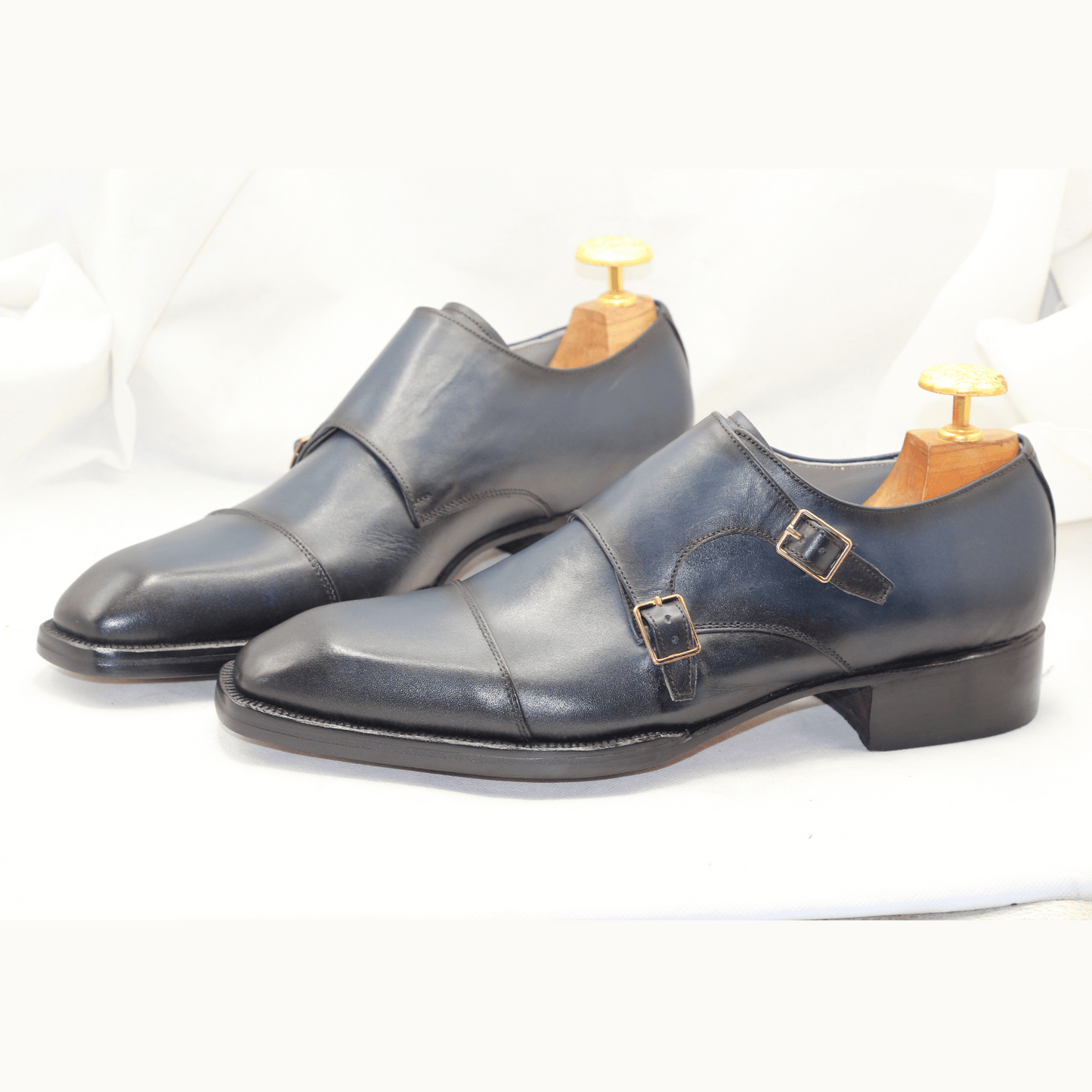Men's Classic Black Leather Double Monk Strap Shoes Handcrafted Italian-Style Double Monk Dress Shoes Premium Quality Formal Footwear