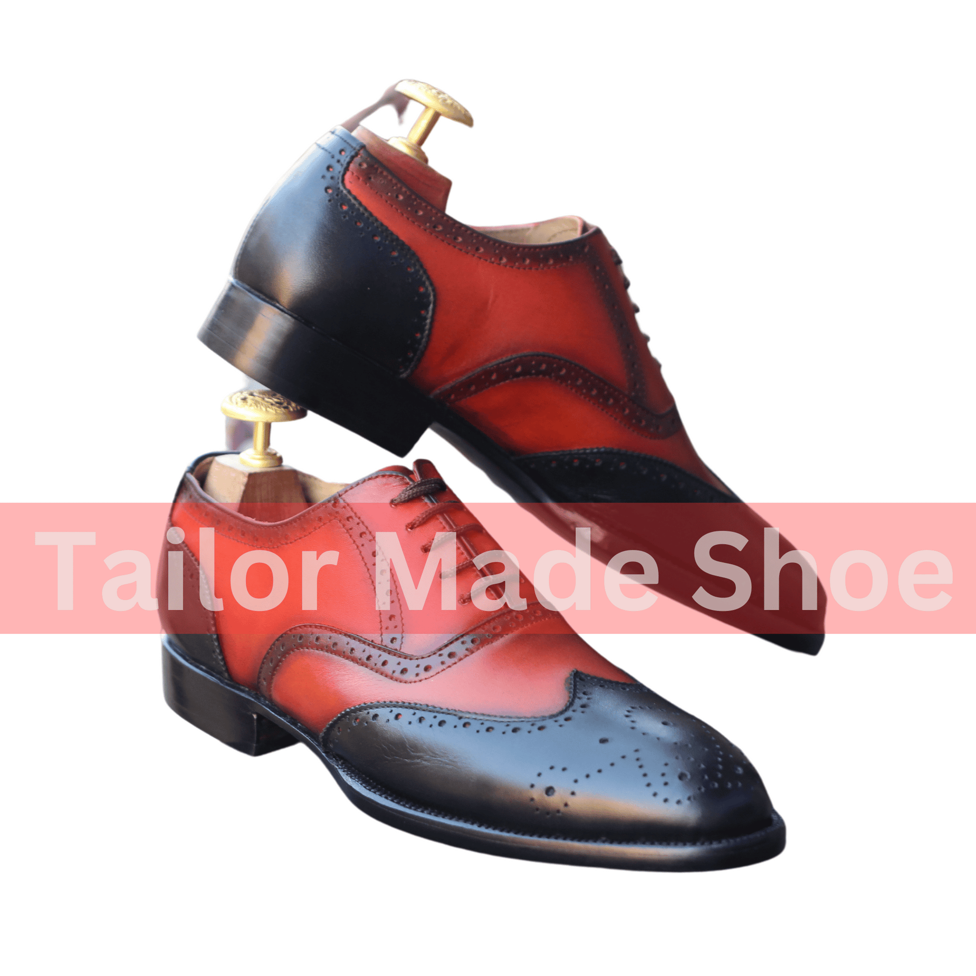 Men’s Classic Two-Tone Oxford Leather Shoes – Handmade Luxury Design Elegant Wingtip Leather Oxfords – Perfect Formal Dress Shoes