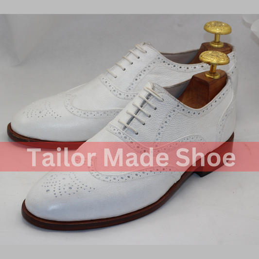 Men's Classic White Leather Brogue Shoes Sophisticated White Oxford Brogues – Stylish and Comfortable – Handmade and Premium Quality 