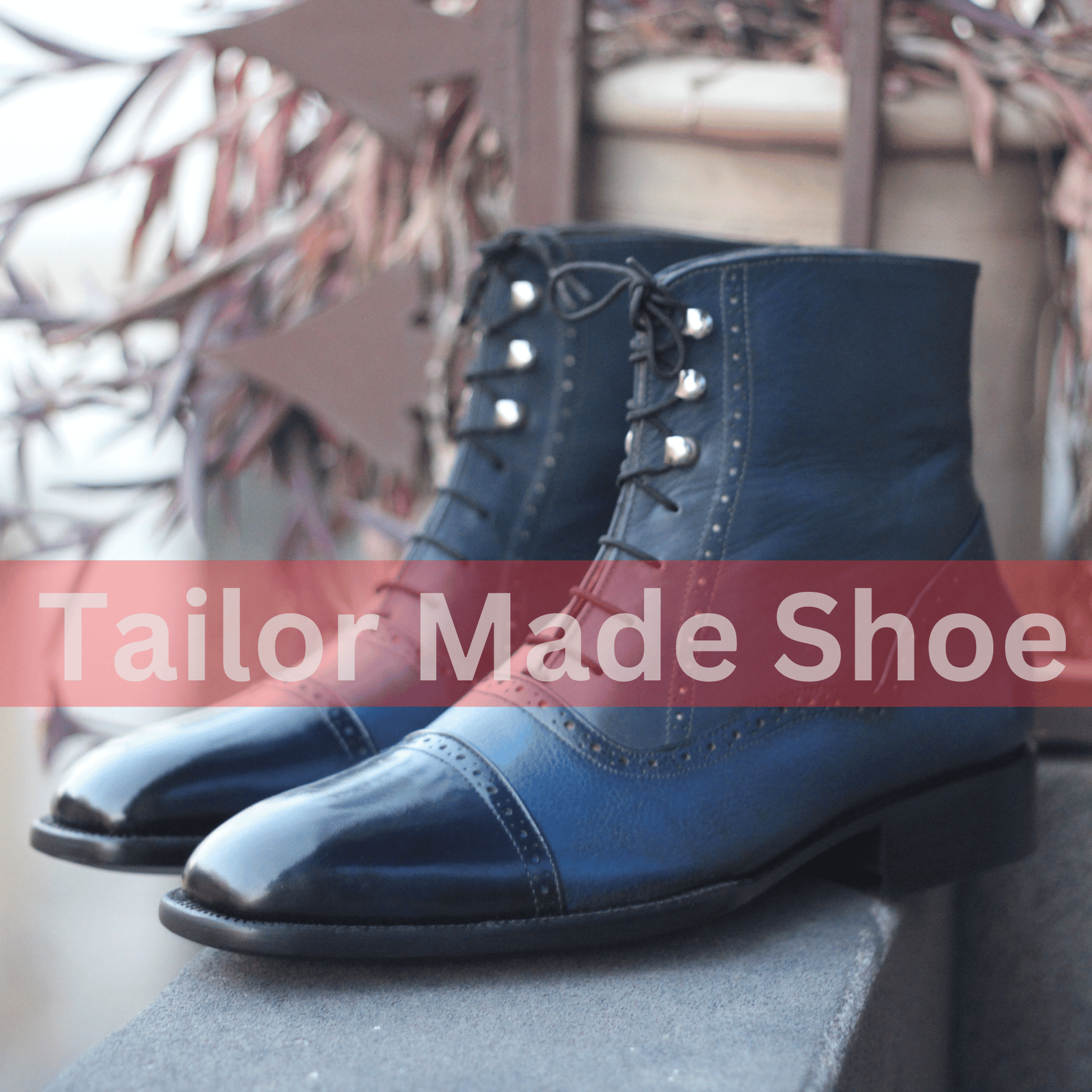 Men's Premium Blue Leather Boots - Handcrafted Elegance Handmade Blue Leather Ankle Boots - Sophisticated Men's Footwear