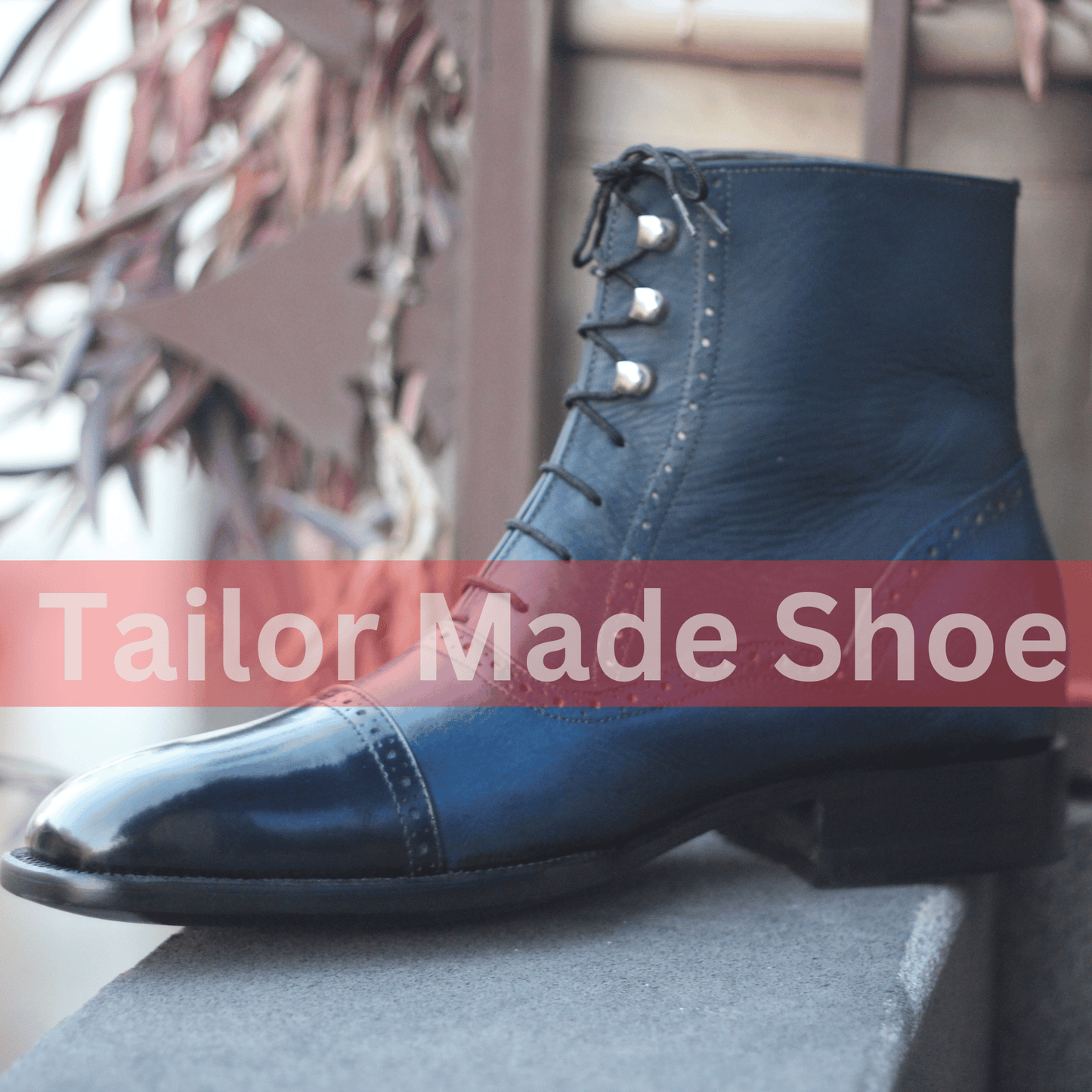 Men's Premium Blue Leather Boots - Handcrafted Elegance Handmade Blue Leather Ankle Boots - Sophisticated Men's Footwear