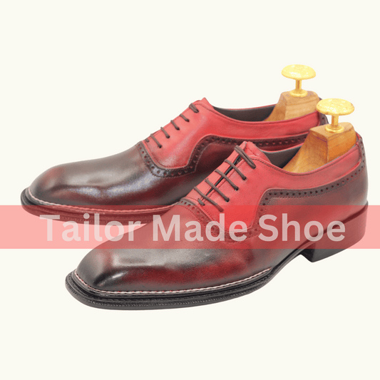 Men’s Premium Two-Tone Brogue Leather Oxfords Bespoke Handmade Men’s Two-Tone Leather Shoes – Burgundy Classic