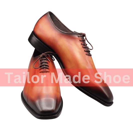 Men’s Two-Tone Leather Dress Shoes – Unique Handcrafted Oxfords Luxury Brown & Amber Leather Oxfords – Stylish Handmade Formal Shoes