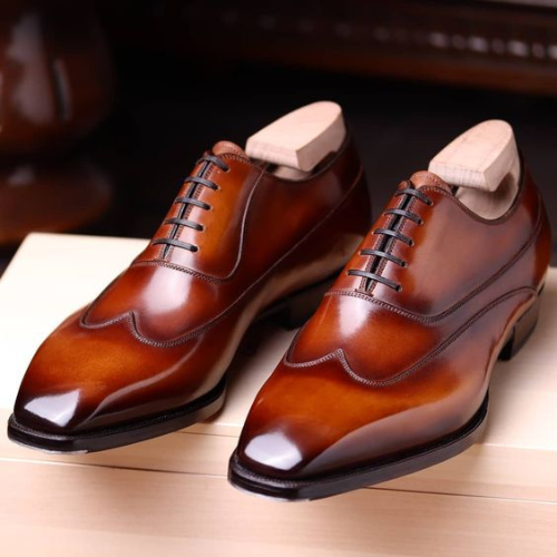 New Custom Made Handmade Shoes Premium Quality Leather Oxford Shoes Lace Up Wingtip Shoes Men's Shoes for Christmas Gift Shoes