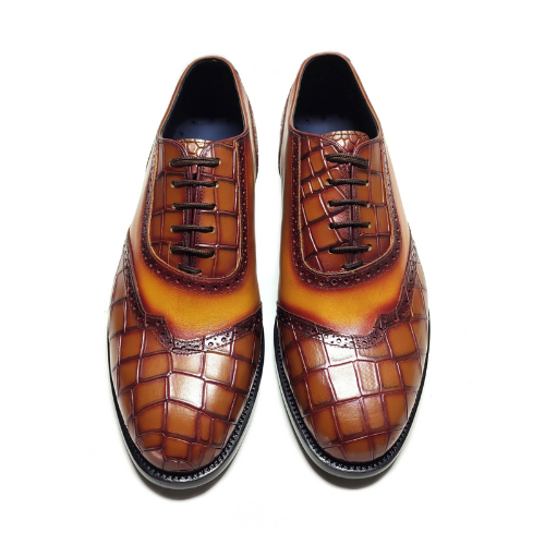 New Custom-Made Shoes Bespoke Handmade Shoes Made to Measure Shoes Genuine Crocodile Texture Premium Quality Leather Laceup Oxford Mens Stylish Shoes