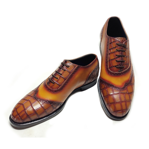 New Custom-Made Shoes Bespoke Handmade Shoes Made to Measure Shoes Genuine Crocodile Texture Premium Quality Leather Laceup Oxford Mens Stylish Shoes