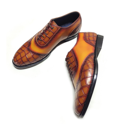 New Custom-Made Shoes Bespoke Handmade Shoes Made to Measure Shoes Genuine Crocodile Texture Premium Quality Leather Laceup Oxford Mens Stylish Shoes