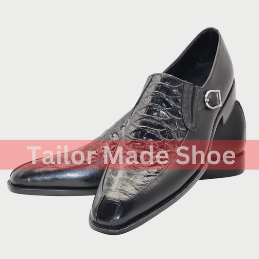 Premium Black Leather Loafers with Crocodile Texture Black Crocodile Embossed Loafers – Handcrafted Elegance