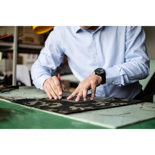 Profissional Shoemaker Cutting the Pattern Tailor Made Shoe Factory