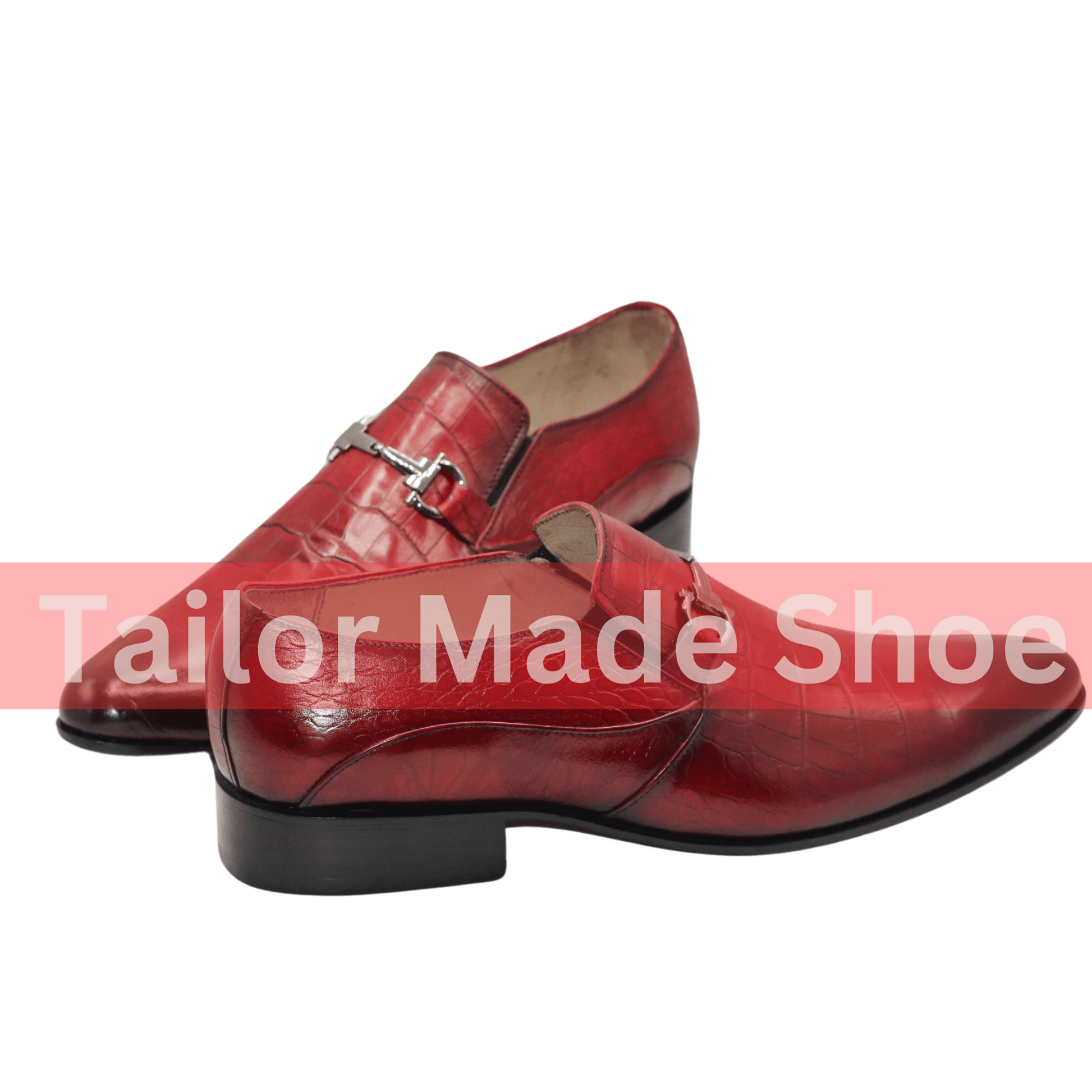 Red Crocodile-Pattern Leather Loafers – Luxury Handmade Slip-Ons for Men Sophisticated Red Crocodile Loafers – Premium Leather Shoes for Elegant Occasions