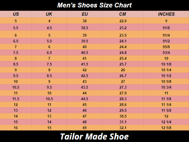 Men Shoes Size Chart