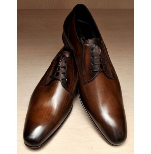 Bespoke Handmade Brown Leather Men's Derby Shoes