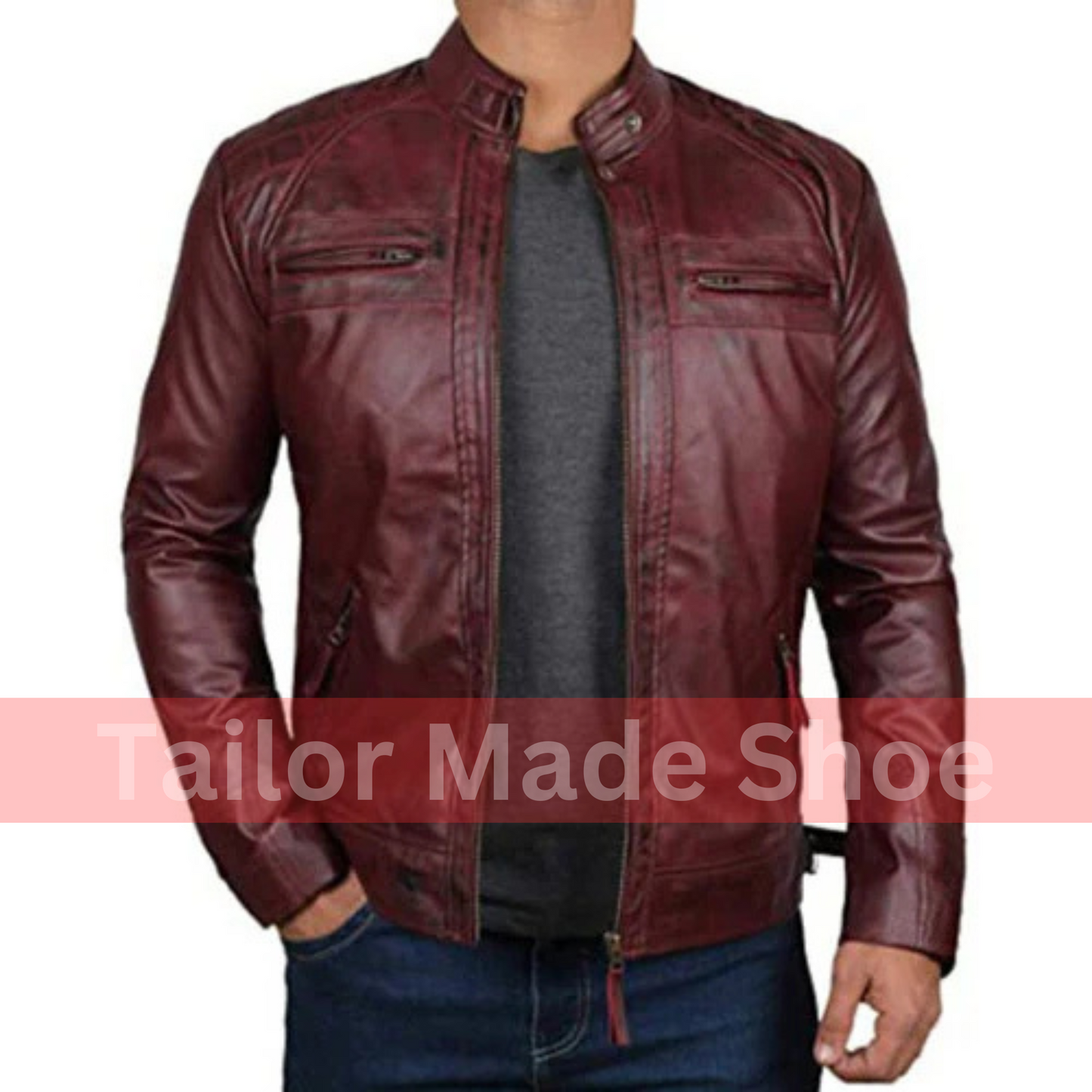 Buy Maroon Leather Biker Jacket for Men,Leather Fashion Jacket, Racers Jackets