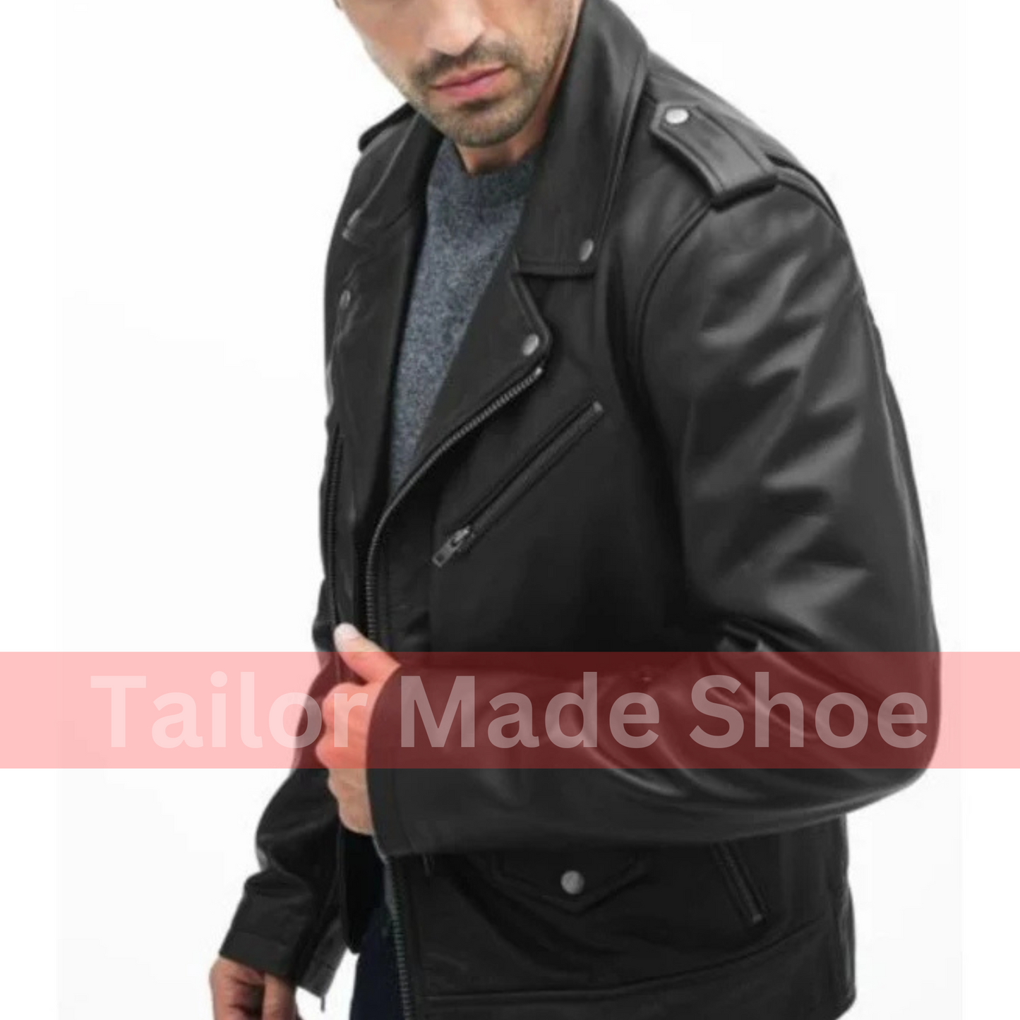 Premium Quality Men Black Biker Pure Leather Jacket, Black Leather Jackets