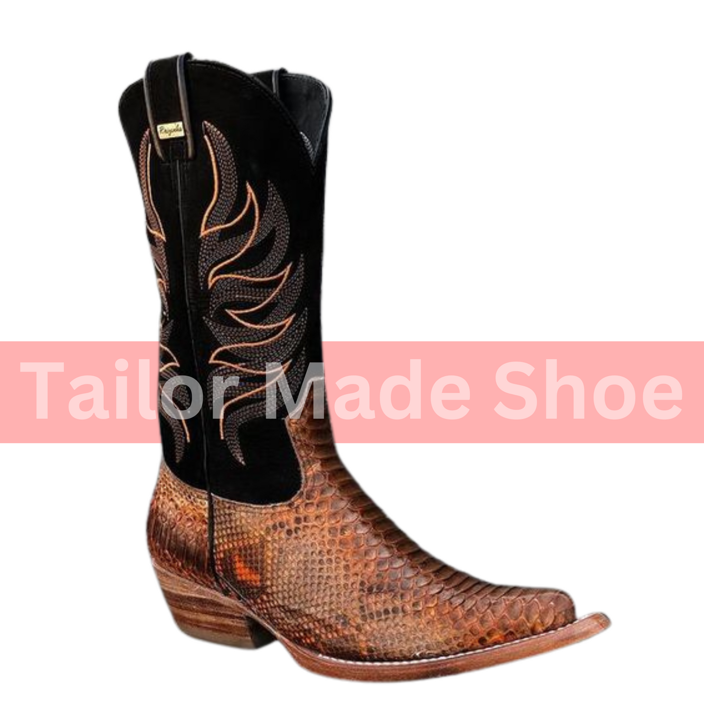 Handcrafted Cowboy Snake Print Leather Western Ankle Men Dress Handmade Boots