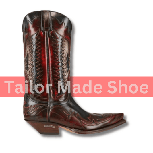 New Premium Quality Handmade Men's Burgundy Leather Western Mexican Cowboy Boots