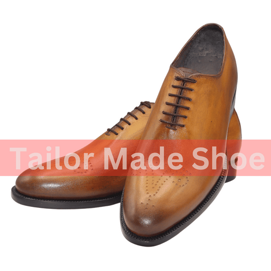 Men's Handcrafted Leather Shoes – Custom Burnished Design Sophisticated Brown Leather Shoes – Tailor-Made Perfection– Made-to-Order Elegance