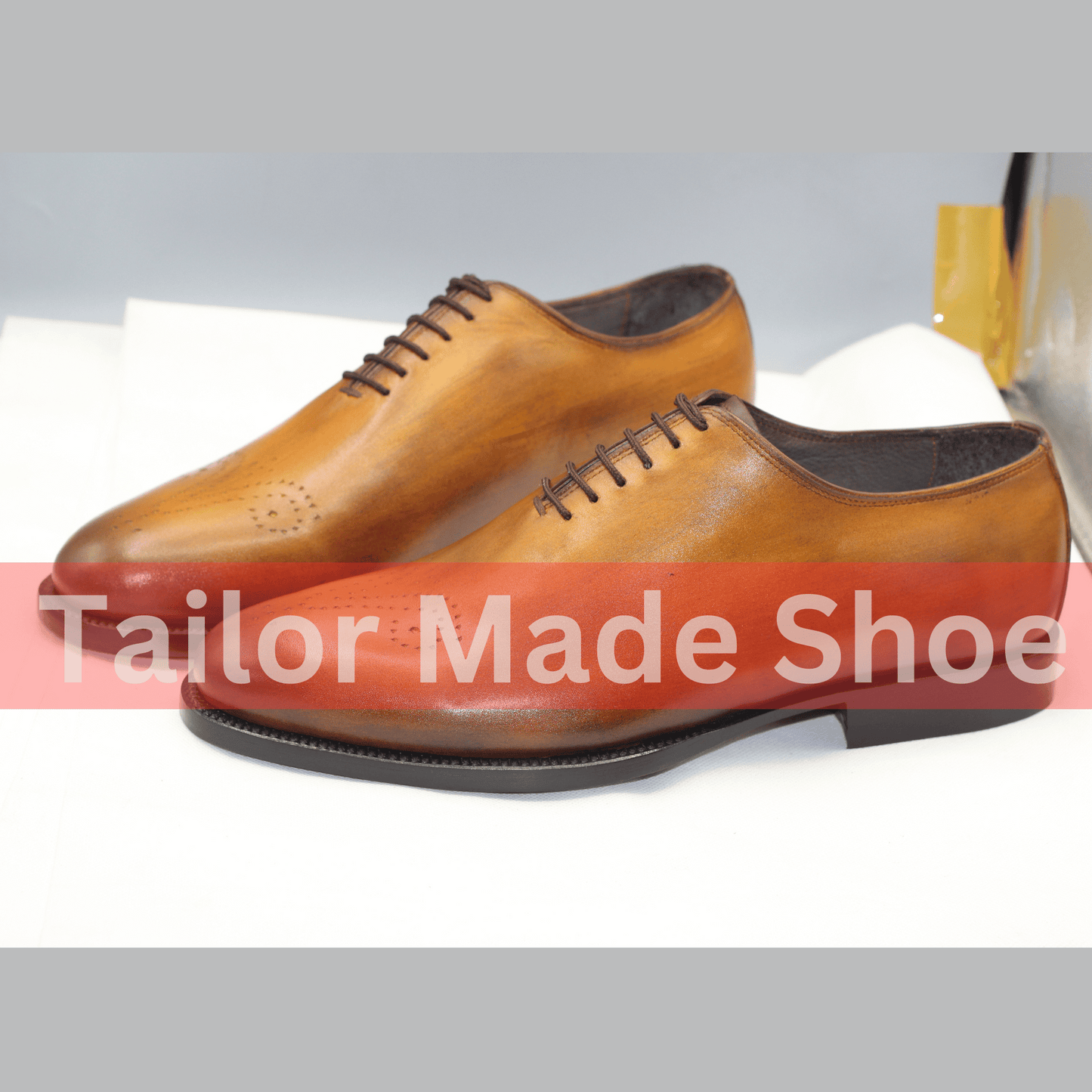 Men's Handcrafted Leather Shoes – Custom Burnished Design Sophisticated Brown Leather Shoes – Tailor-Made Perfection– Made-to-Order Elegance