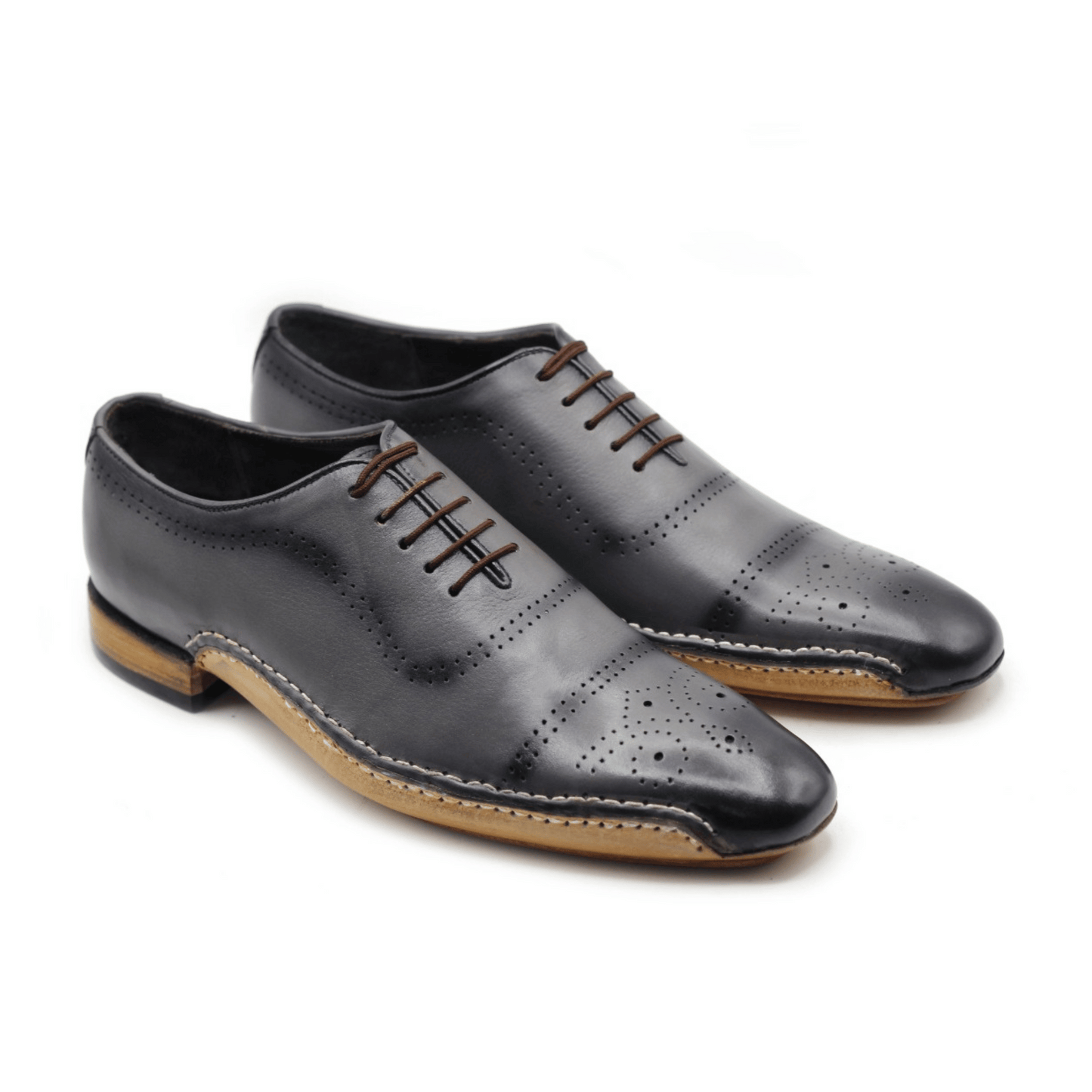 Buy Now New Custom Made Shoes Tailor made Handmade Bespoke Custom Design Genuine Black Leather Oxford Lace Up Unique Design Shoes For Mens