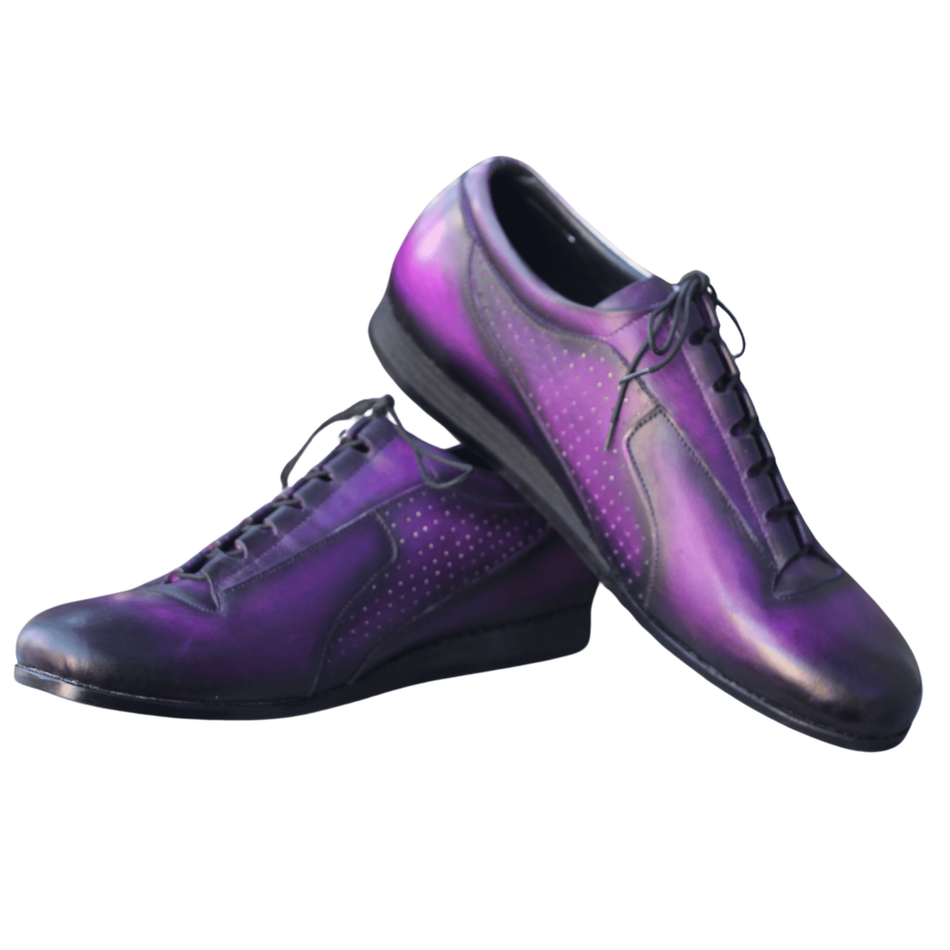 Handmade Purple Gradient Leather Sneakers - Artisan Casual Shoes for Men Artisan Purple Leather Gradient Finish Craftsmanship Shoes