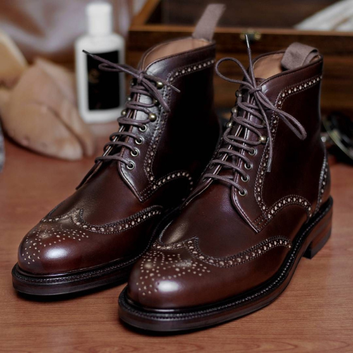 Unmatched Luxury Handmade Custom-Made Leather Boot Premium Quality Burgundy Leather Wingtip Brogue Laceup Formal Dress Men Boot Womens Boots