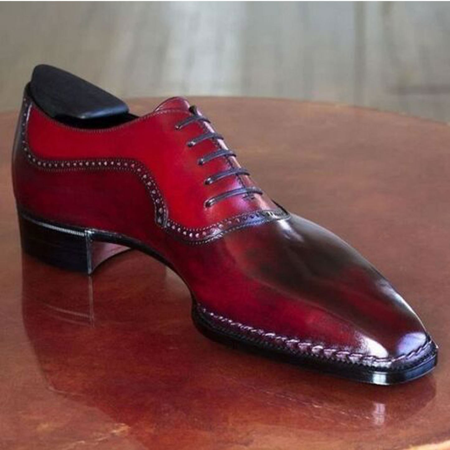 Tailor Made Handmade Premium Quality Burgundy Leather Oxford Shoes