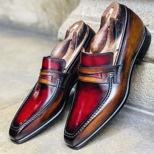 Tailor Made Handmade Bespoke Slip on Moccasin loafers Men's Shoes