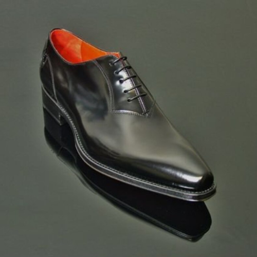 Tailor Made Handmade Black Shinny Calf Leather Lace up Whole cut Oxford Formal Dress Shoes