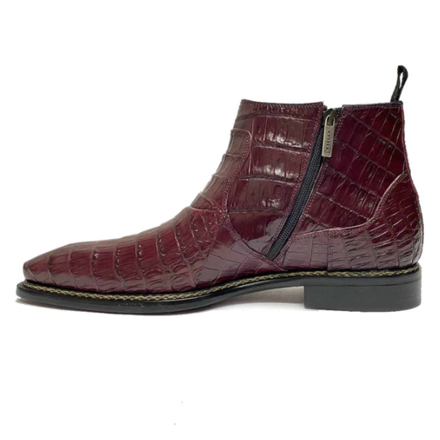 Tailor Made Handmade Bordo Crocodile Print Leather Chelsea Boots